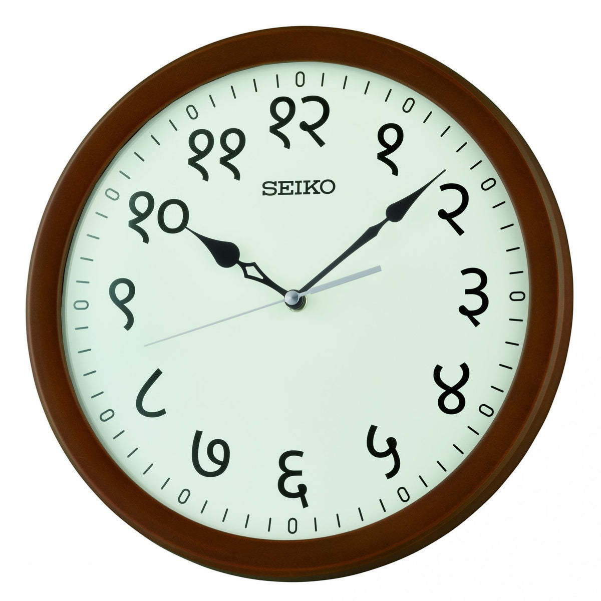 Round Dark Wooden Wall Clock Hindi Numbers QXA866Z