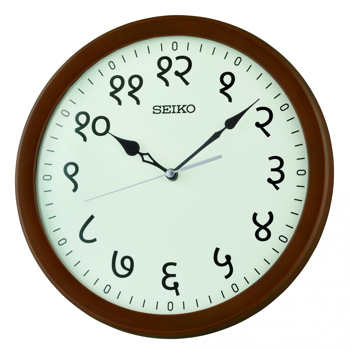 Round Dark Wooden Wall Clock Hindi Numbers QXA866Z