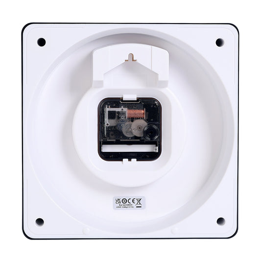 Black Square Battery Wall Clock, Clear Face QXA860K