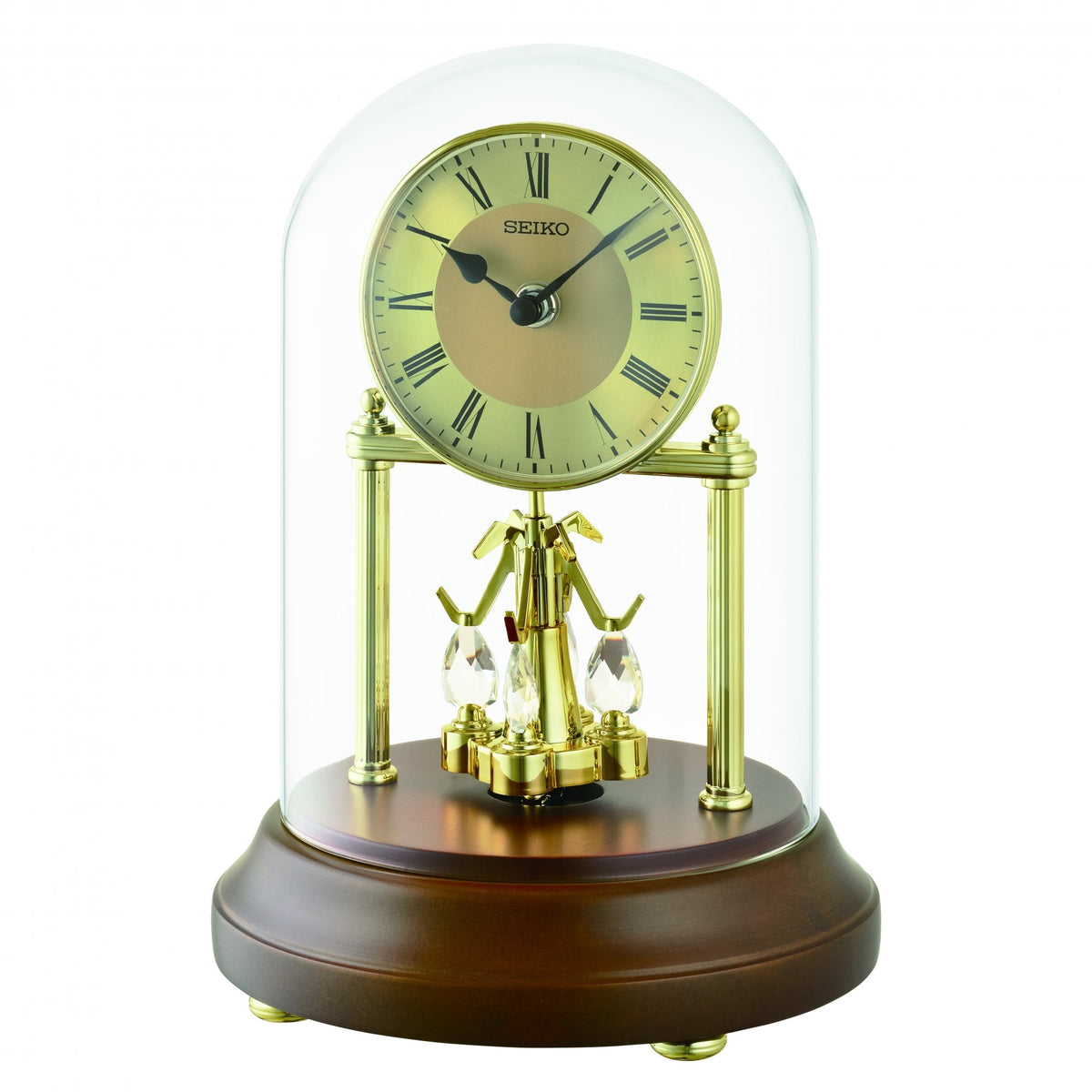 Wooden Anniversary Quartz Mantel Clock Rotating Pendulum QXN236G