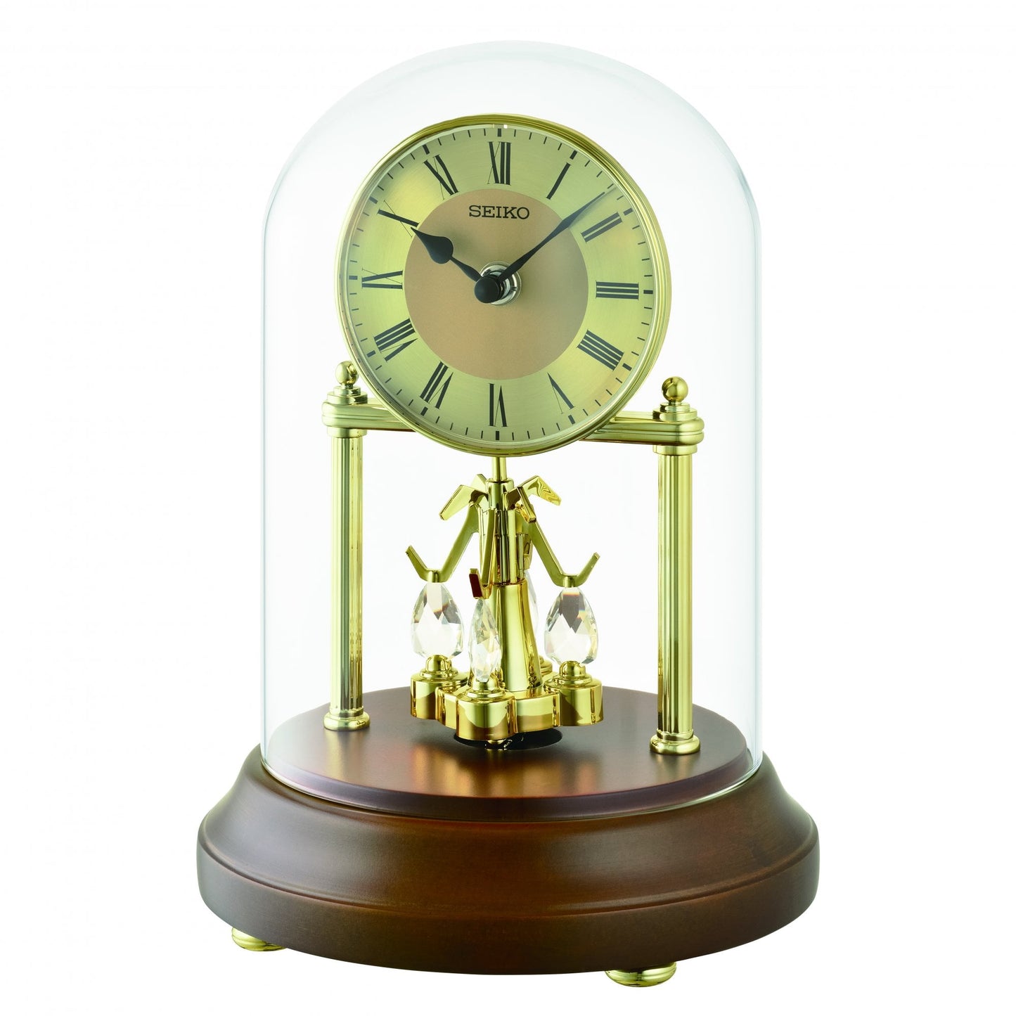 Wooden Anniversary Quartz Mantel Clock Rotating Pendulum QXN236G