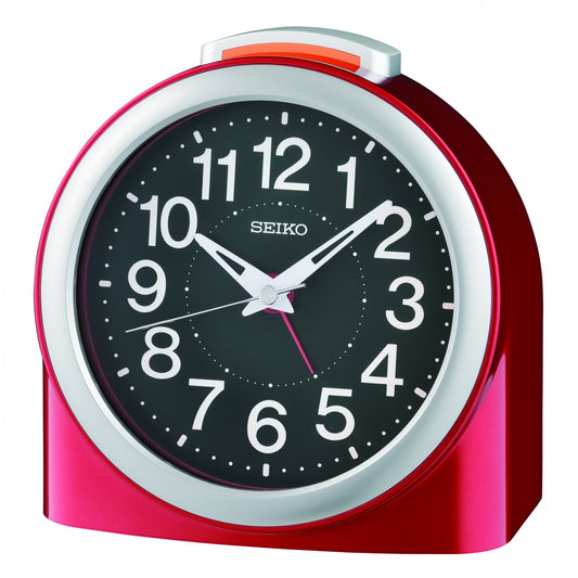Red Silent Sweep Battery Alarm Clock with Light QHE211R