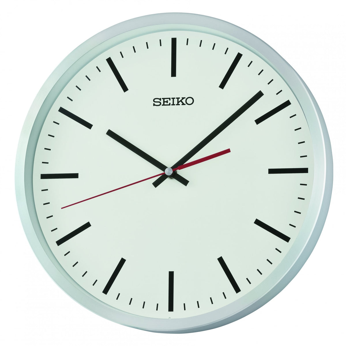 Aluminium Round Battery Wall Clock, Silent Sweep Seconds QXA861A