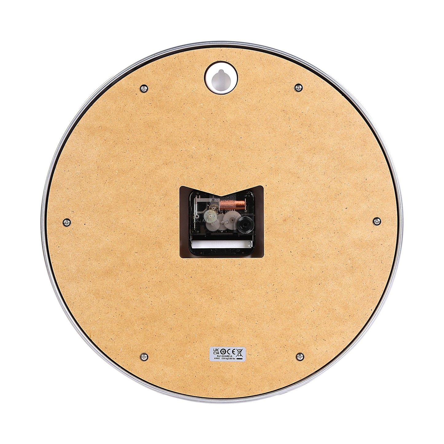 Aluminium Round Battery Wall Clock, Silent Sweep Seconds QXA861A