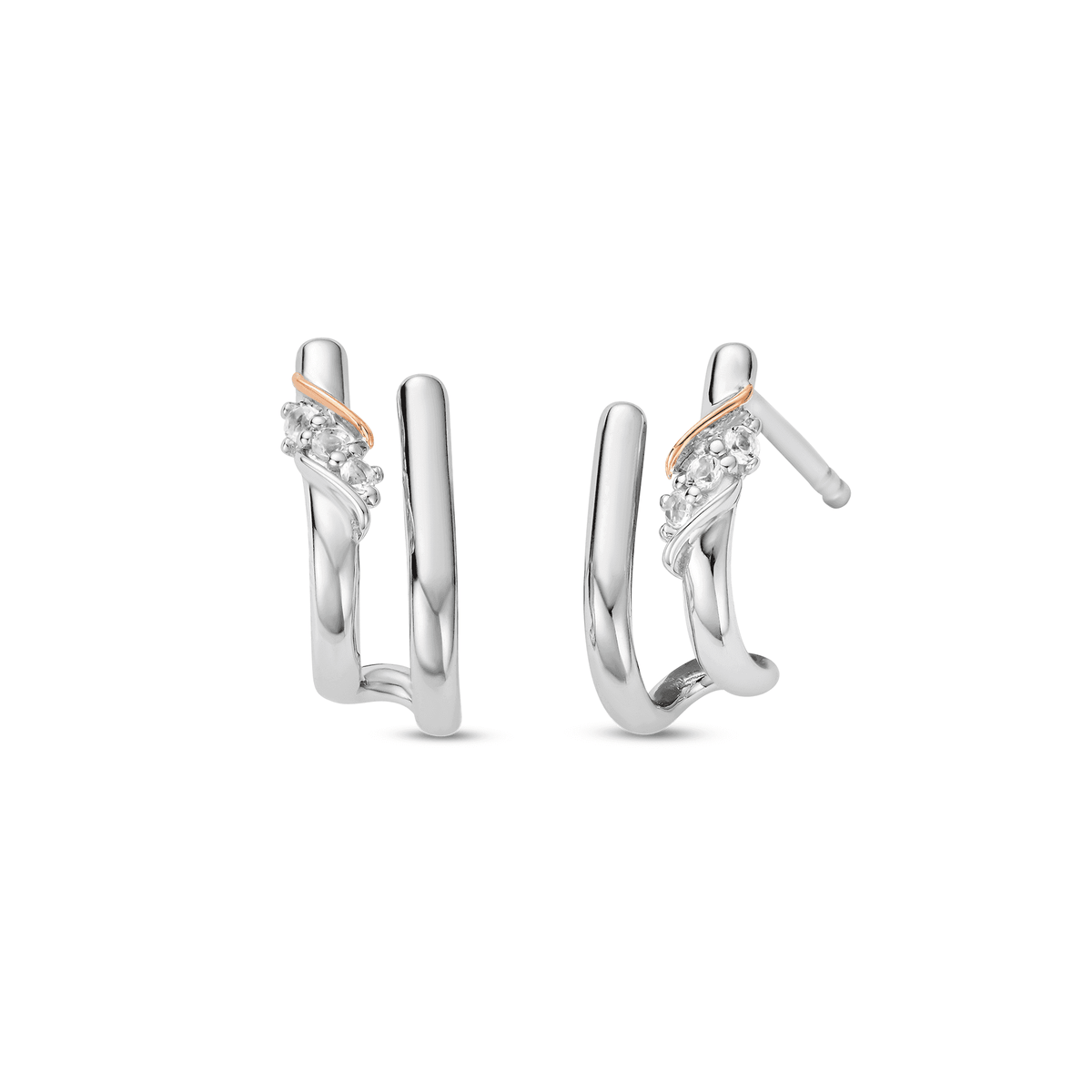 Silver and Gold Past Present and Future Stud Earrings 3SPPF964