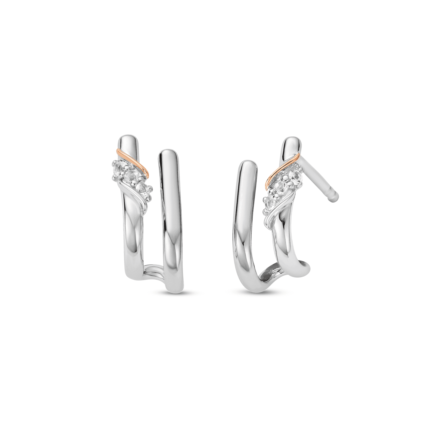 Silver and Gold Past Present and Future Stud Earrings 3SPPF964