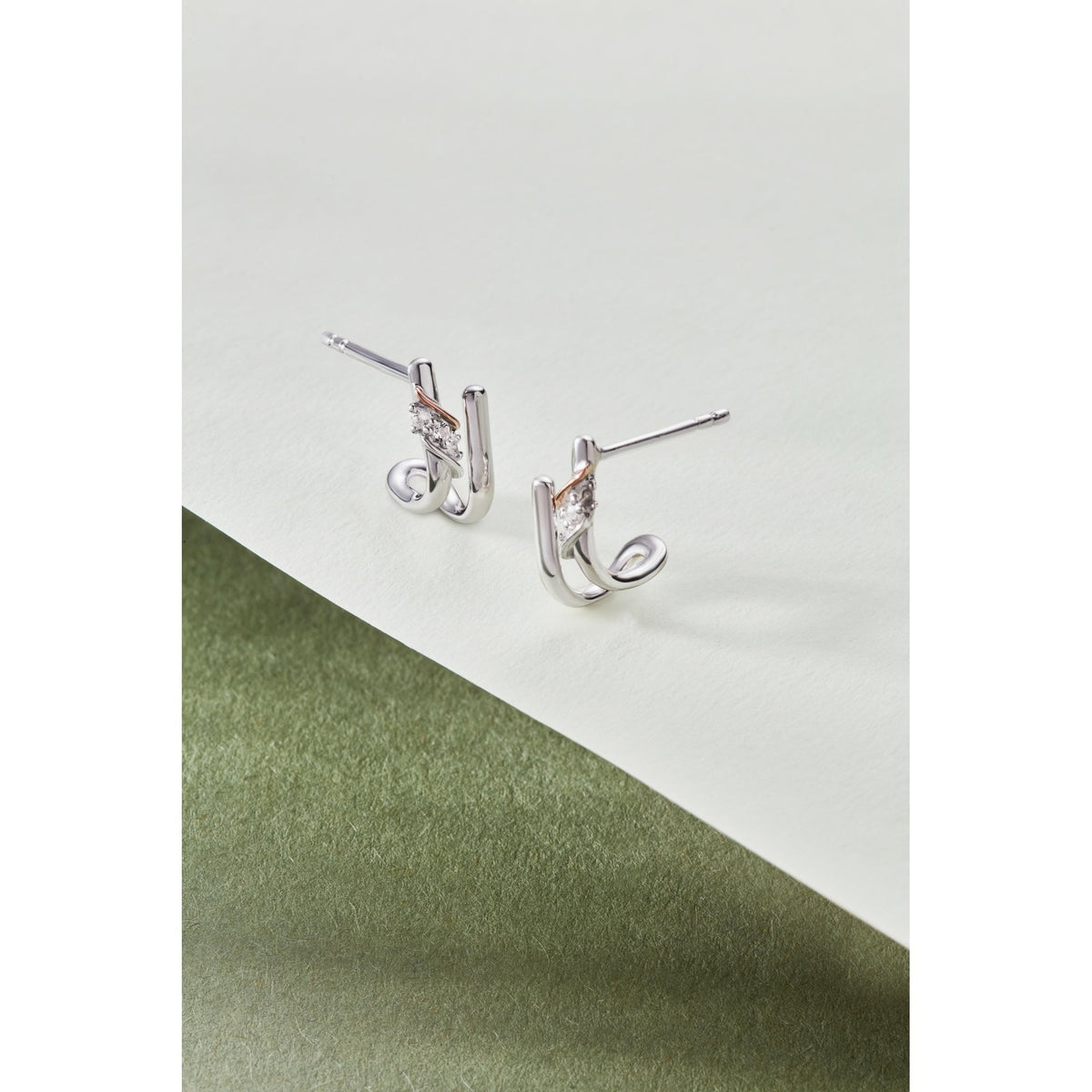 Silver and Gold Past Present and Future Stud Earrings 3SPPF964