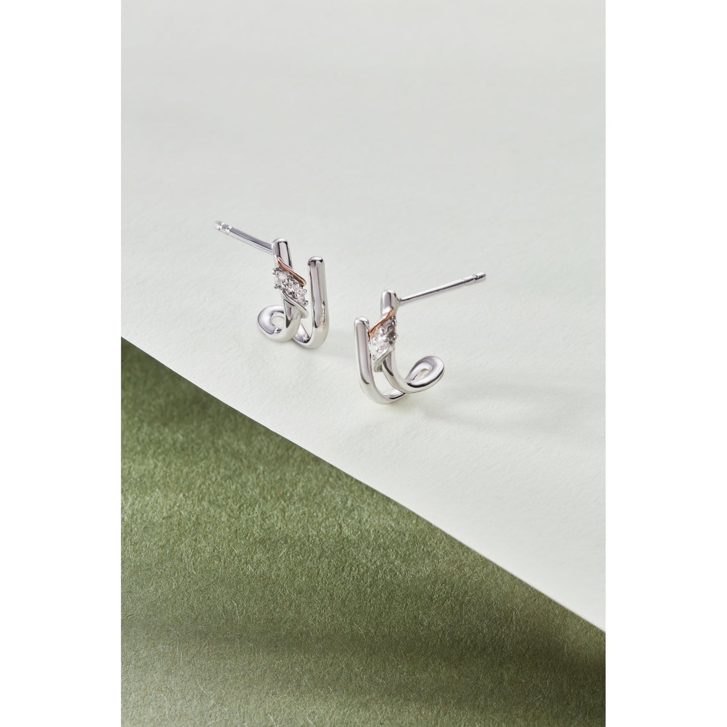 Silver and Gold Past Present and Future Stud Earrings 3SPPF964