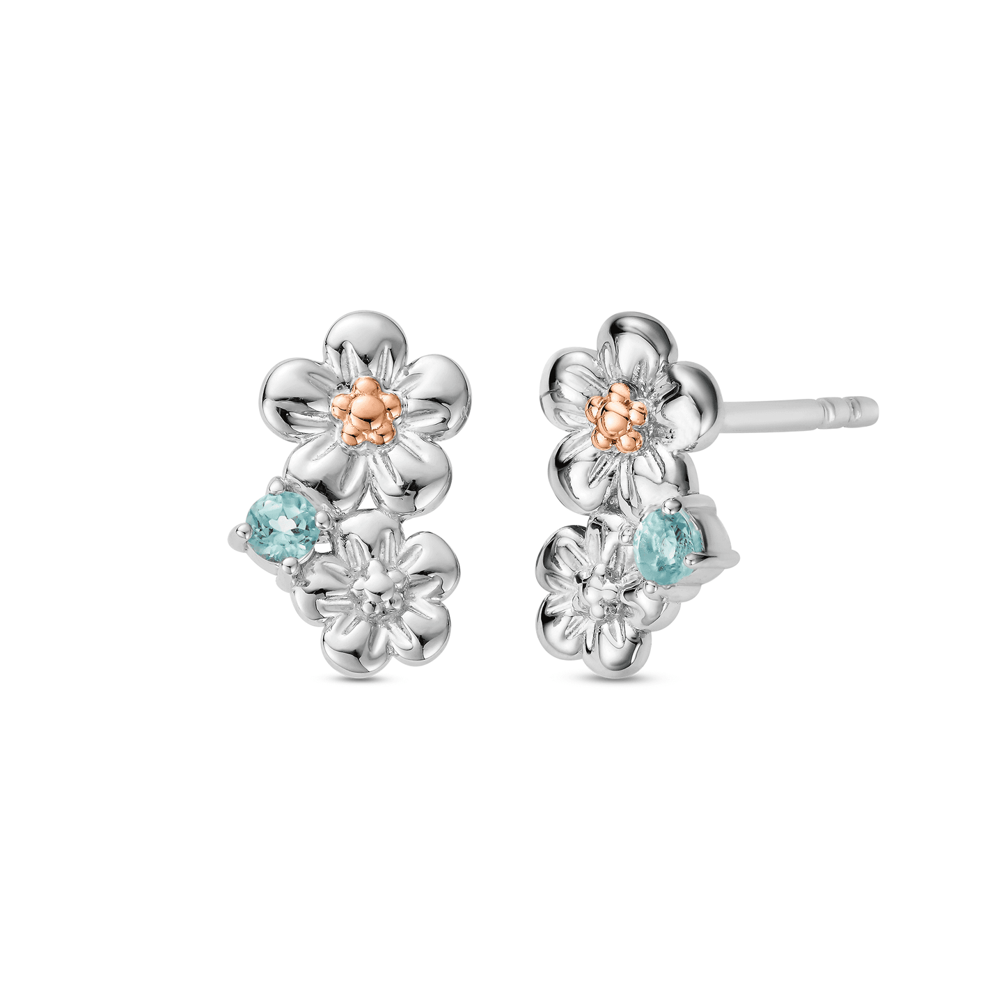 Ladies Silver and Gold Forget-Me- Not Sud Earrings 3SNWO1009