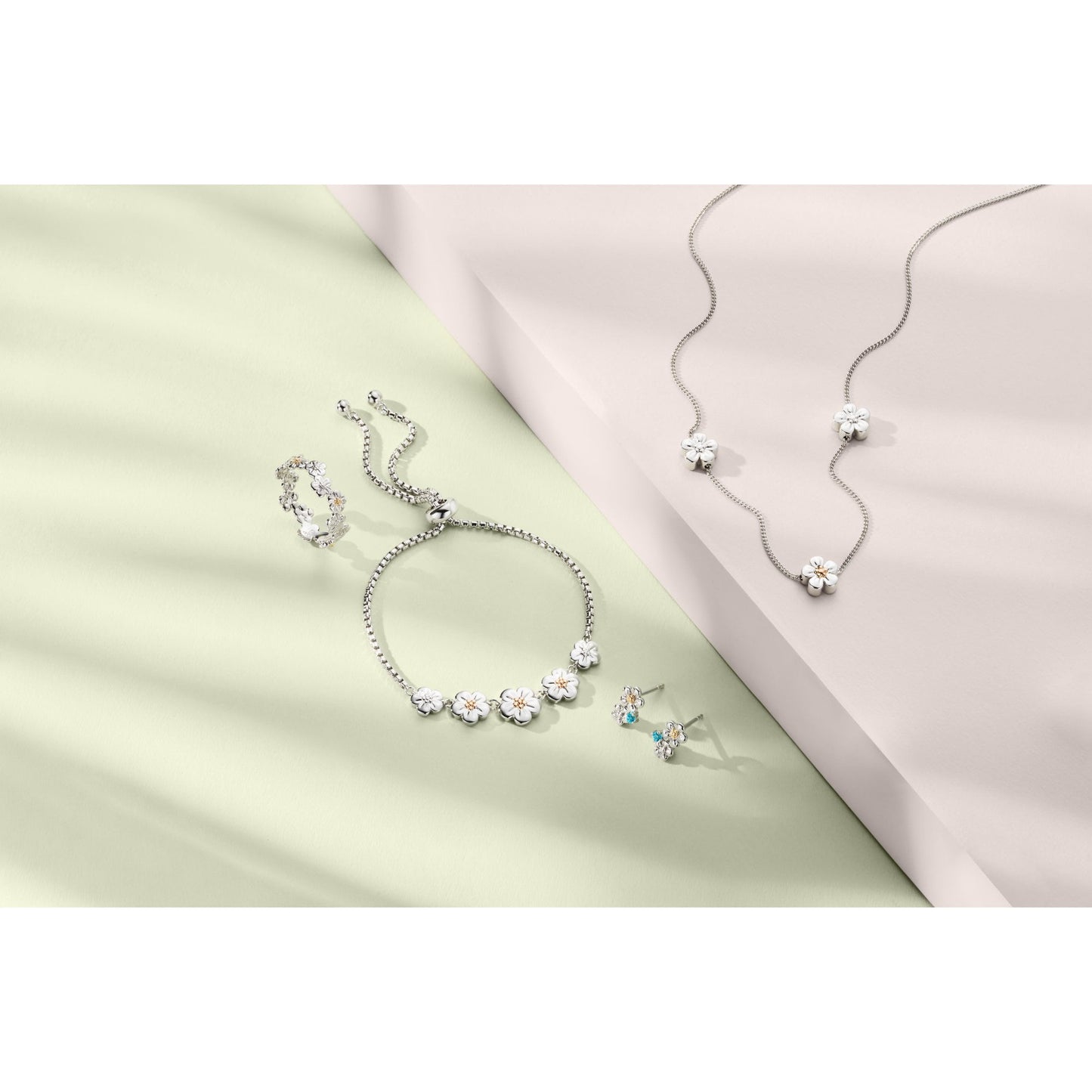 Ladies Silver and Gold Forget-Me- Not Sud Earrings 3SNWO1009