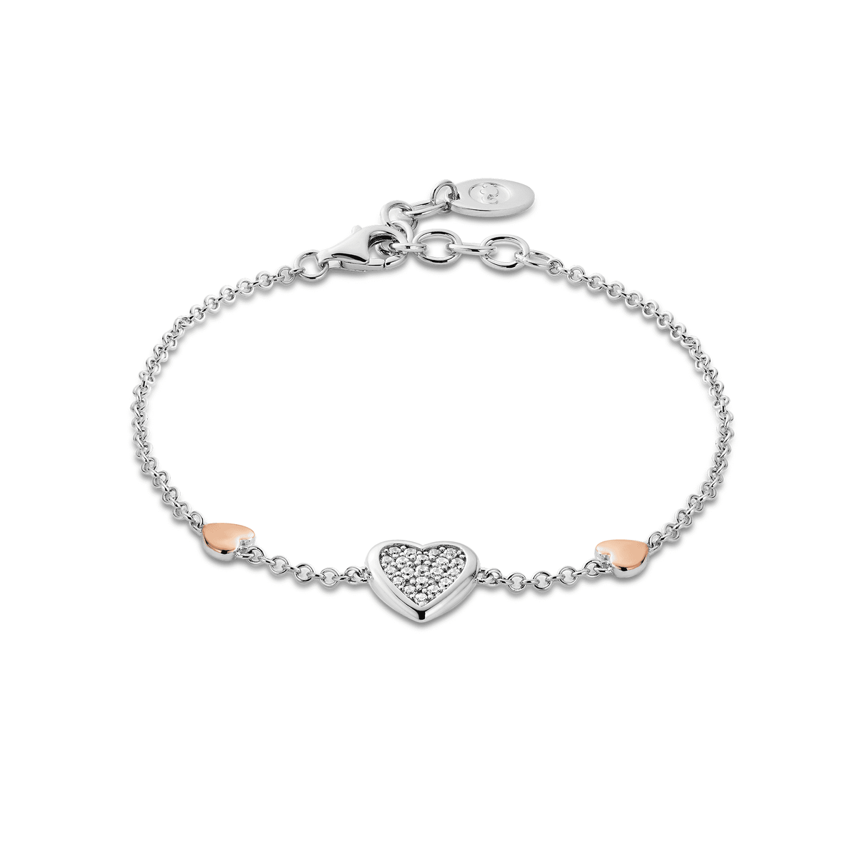 Silver and Gold Ladies Love Heart Bracelet 3SFYO994