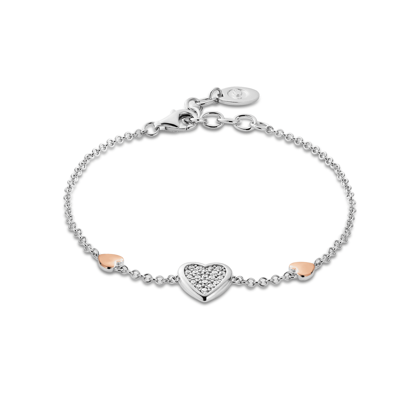 Silver and Gold Ladies Love Heart Bracelet 3SFYO994