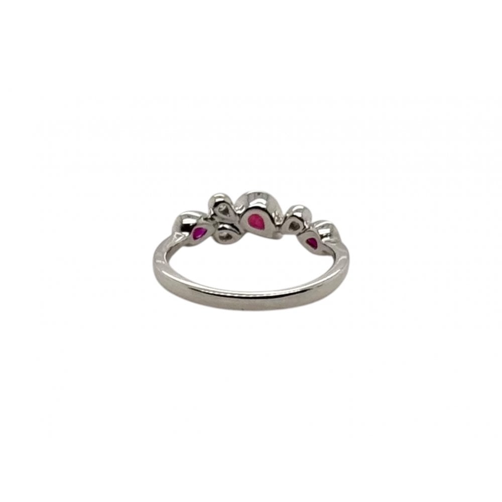 18ct White Gold Ladies Diamond and Ruby Half Eternity Ring