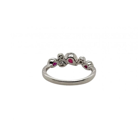 18ct White Gold Ladies Diamond and Ruby Half Eternity Ring