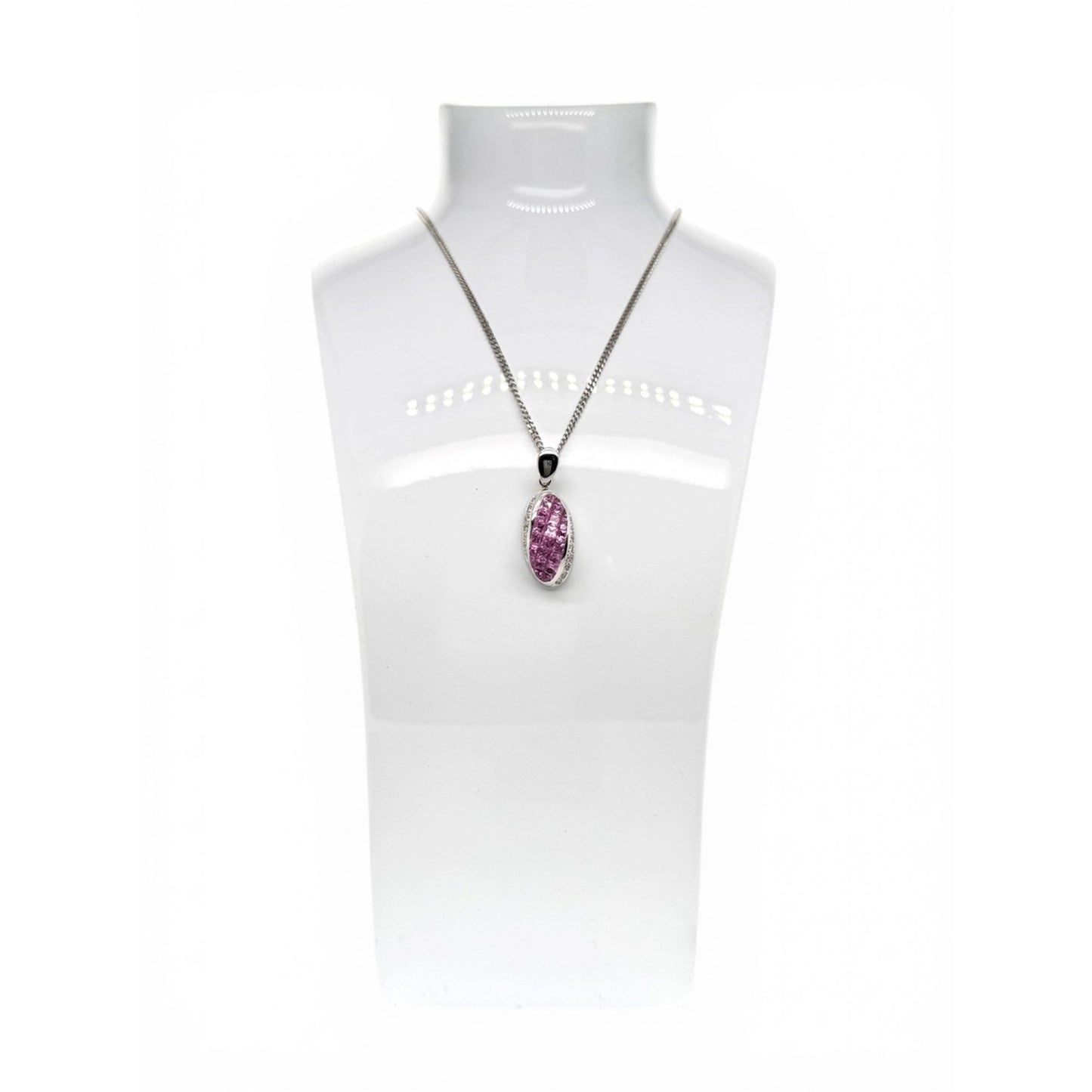 Ladies 18ct White Gold Pink Sapphire and Diamond Pendant