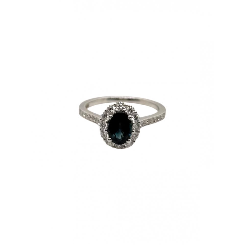 18ct White Gold Ladies Sapphire and Diamond Engagement Ring