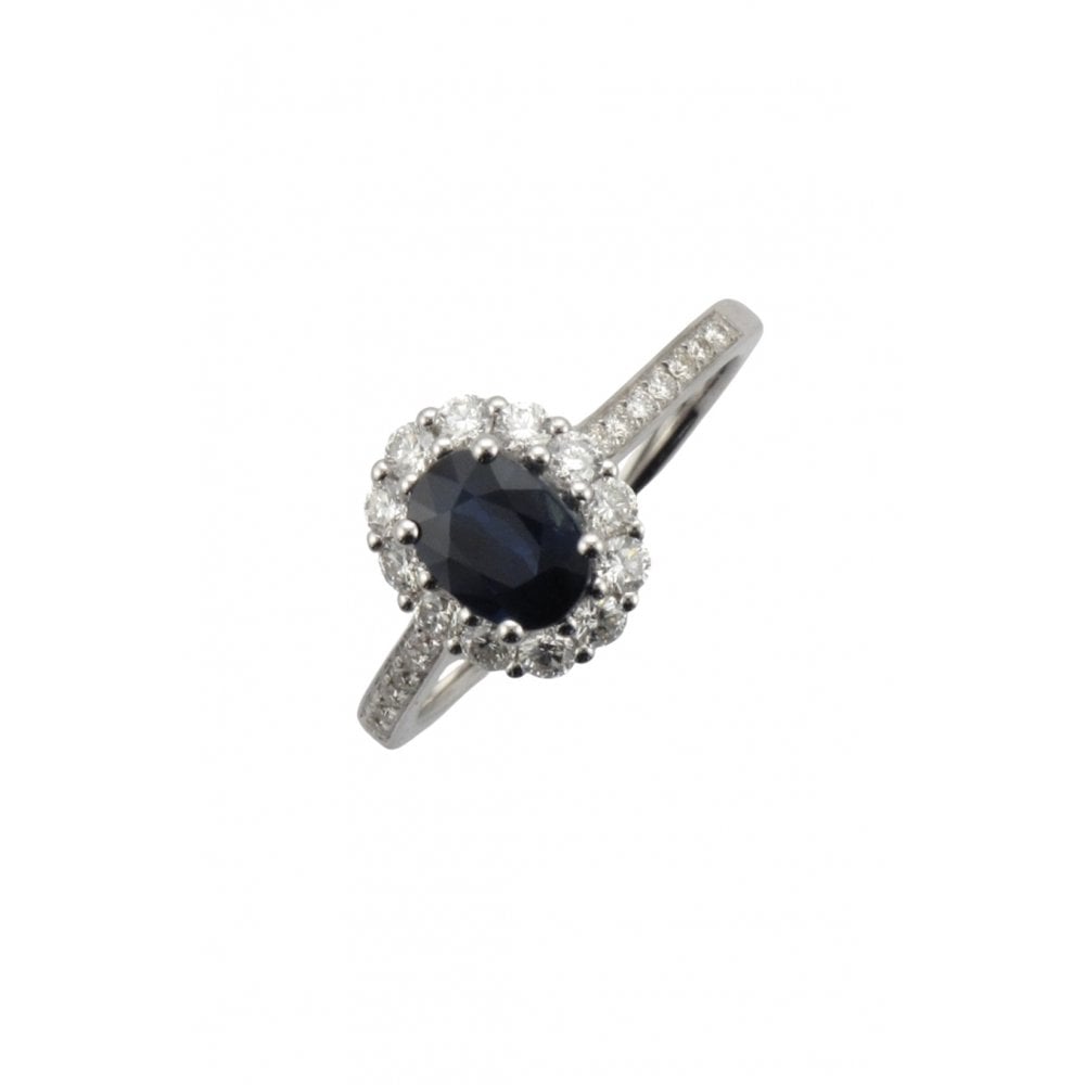 18ct White Gold Ladies Sapphire and Diamond Engagement Ring