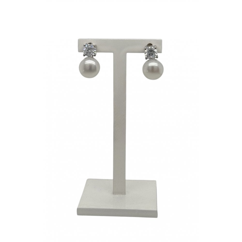 Sterling Silver Freshwater Pearl & Cubic Zirconia Stud Earrings