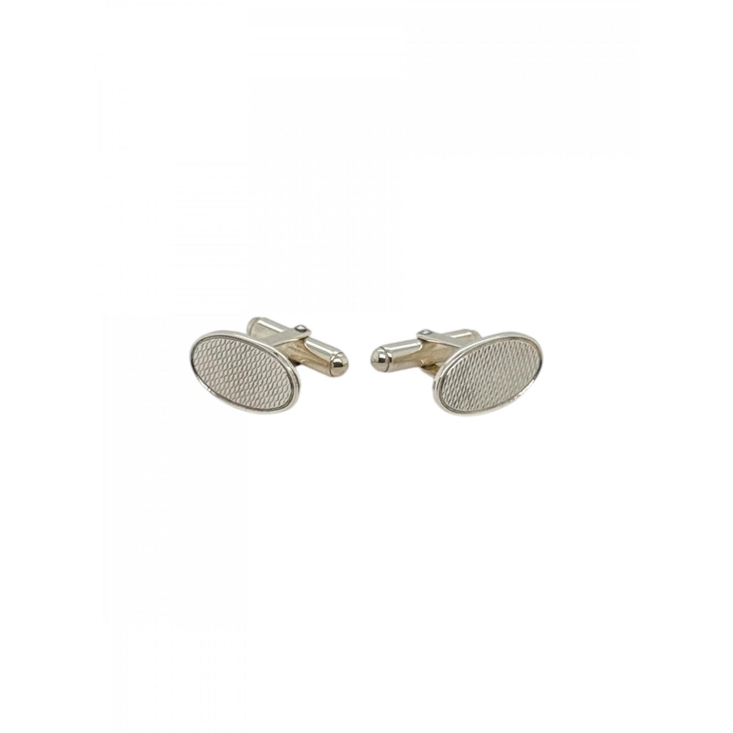 Sterling Silver Gents Engine Turned Cufflinks with Swivel