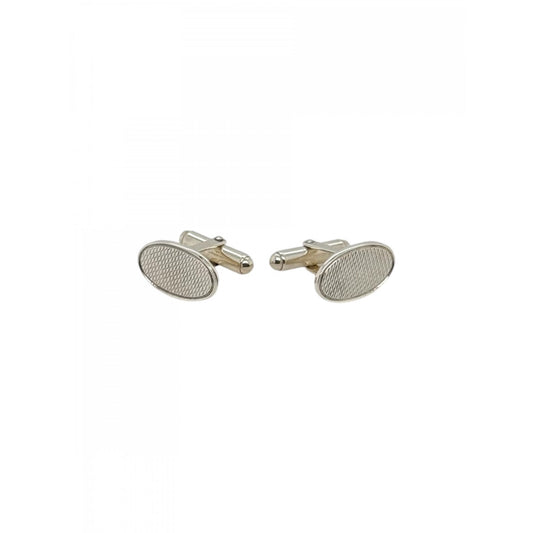 Sterling Silver Gents Engine Turned Cufflinks with Swivel