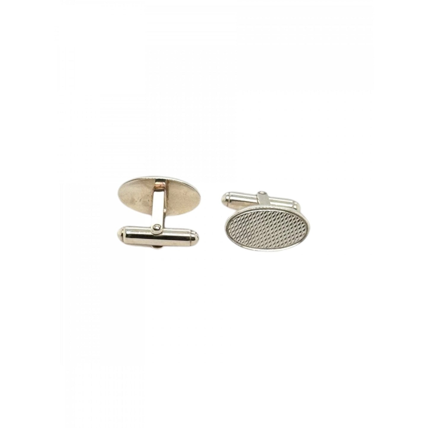 Sterling Silver Gents Engine Turned Cufflinks with Swivel