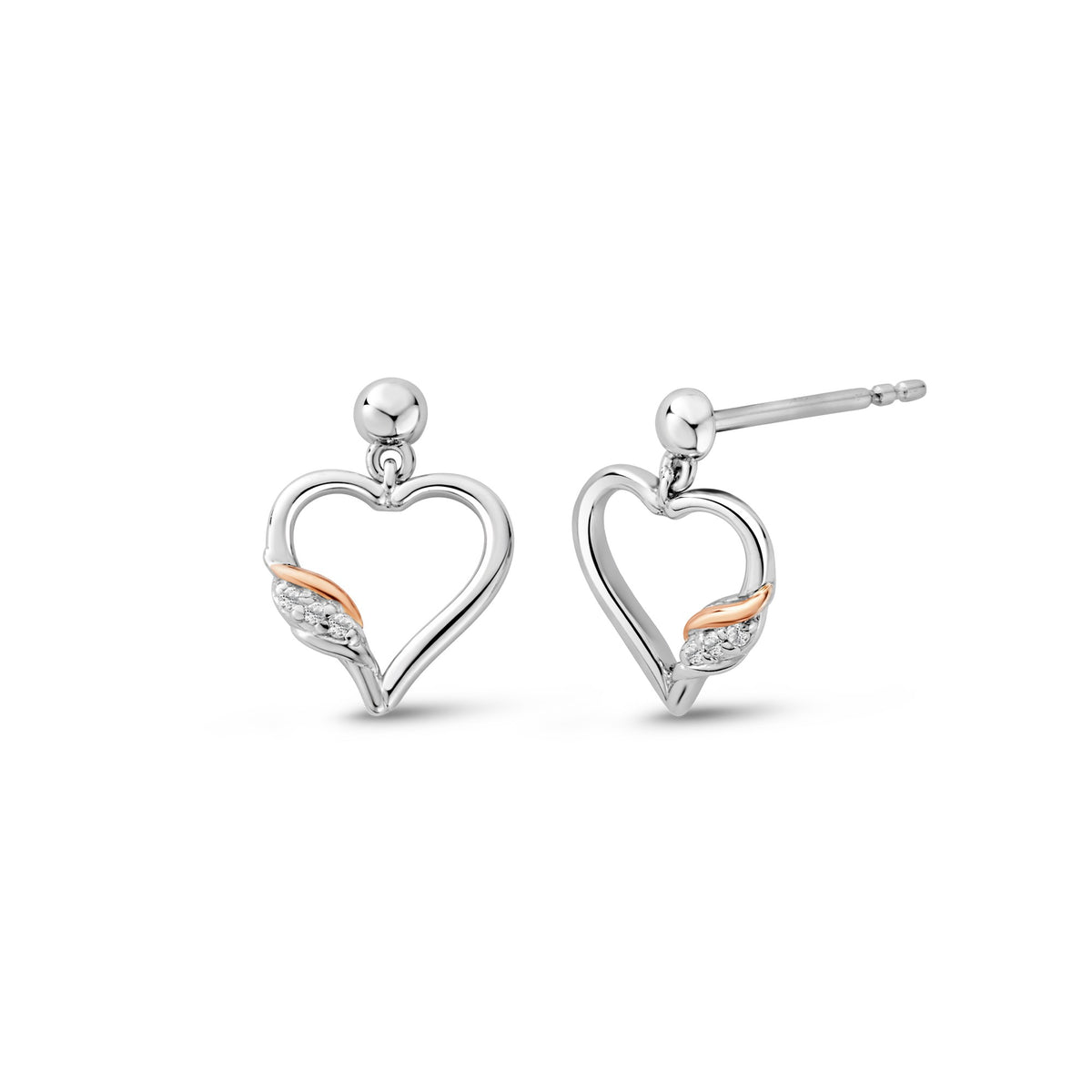 3SPPF0800 Clogau Ladies Sterling Silver and Welsh Gold Past, Present &amp; Future Heart Drop Earrings