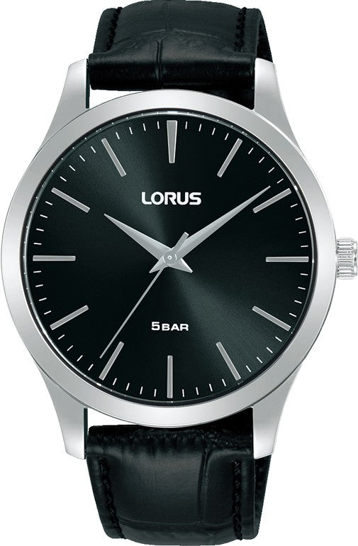 Gents Lorus Quartz Steel Watch on Leather Strap RRX71HX9