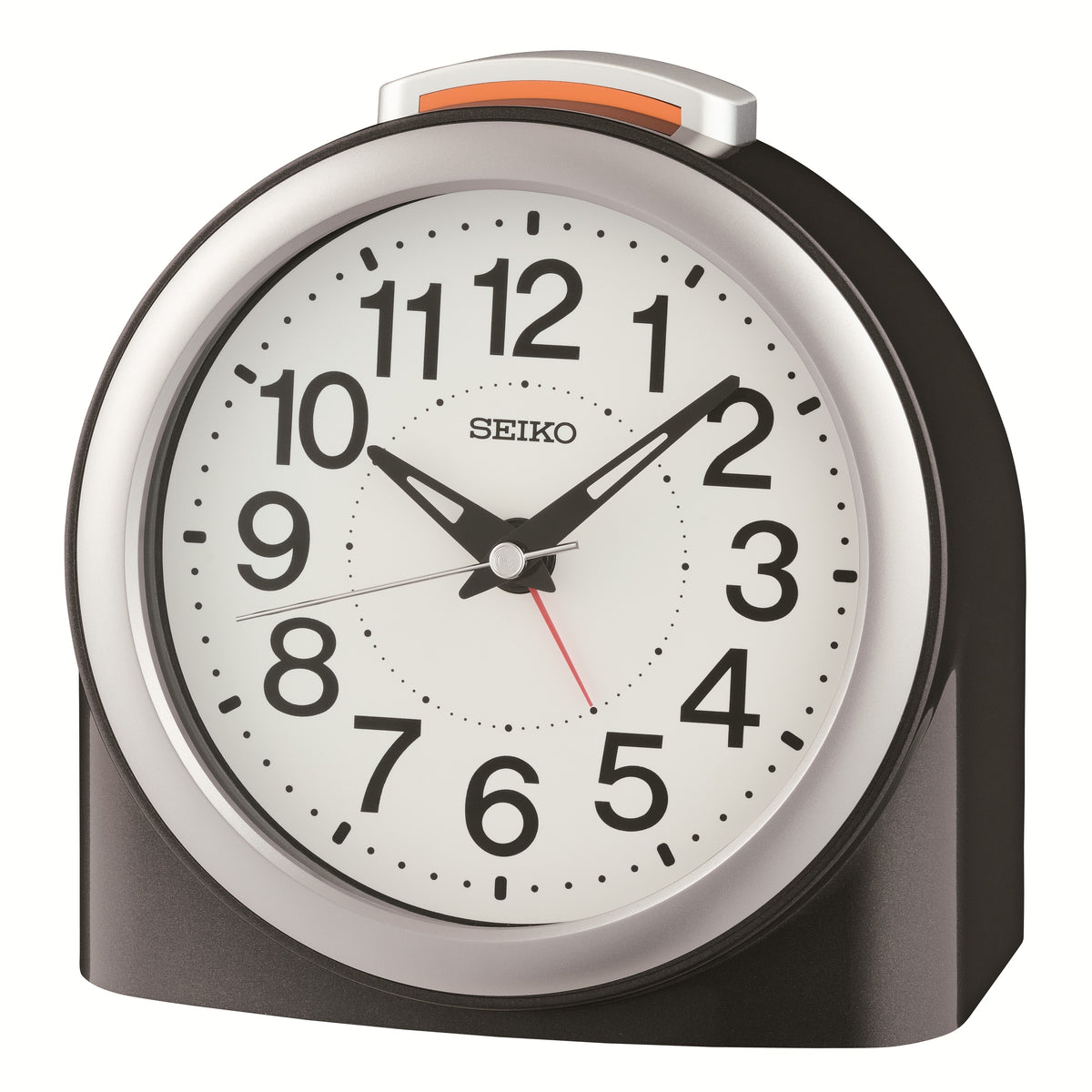 Black Silent Sweep Bedside Battery Alarm Clock with Light QHE211K