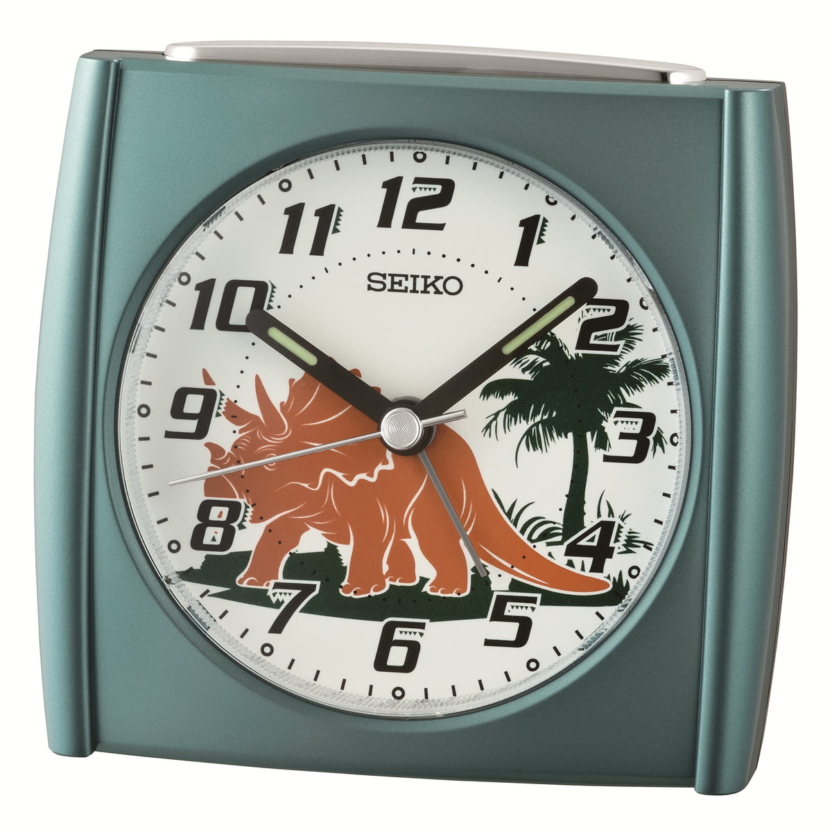 Bedside Alarm Clock, Silent Sweep, Snooze & Light - Triceratops QHE212M