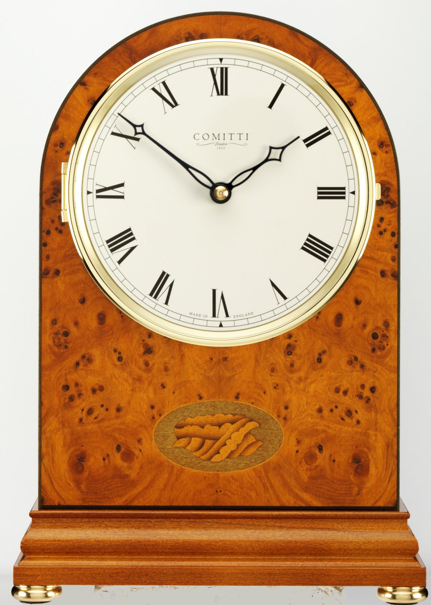 Regency Arch Top Quartz Wooden Yew Mantel Clock C4402Q-S