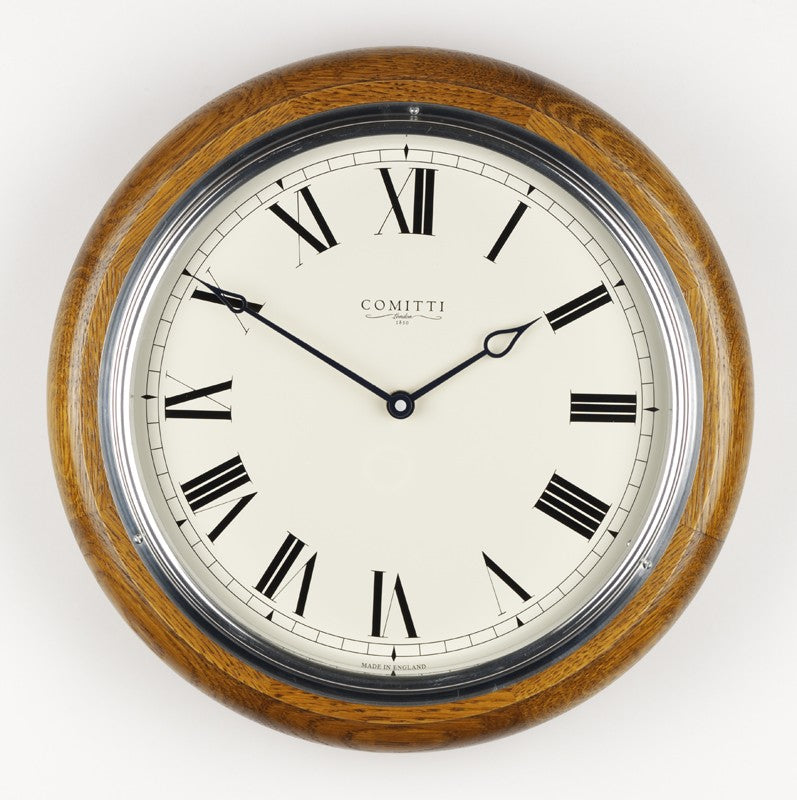 Oak Wooden Quartz Wall Clock The Plymouth C3842Q-CR