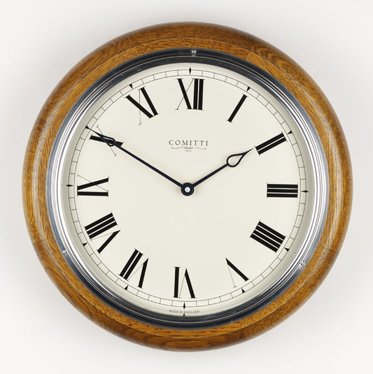Oak Wooden Quartz Wall Clock The Plymouth C3842Q-CR