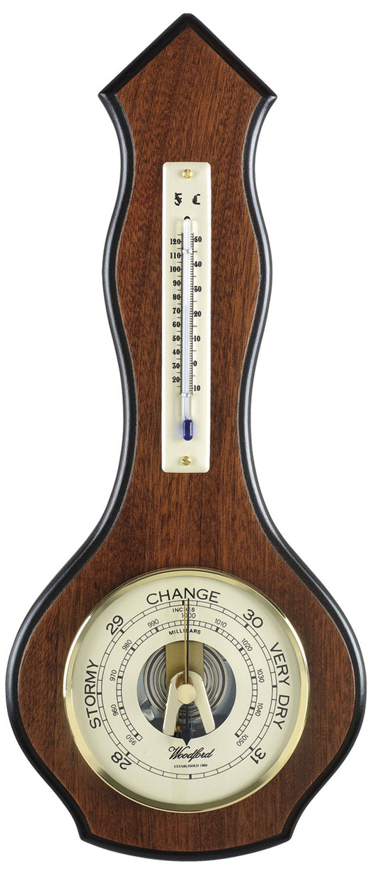 Woodford Wooden Hanging Barometer and Thermometer 1602