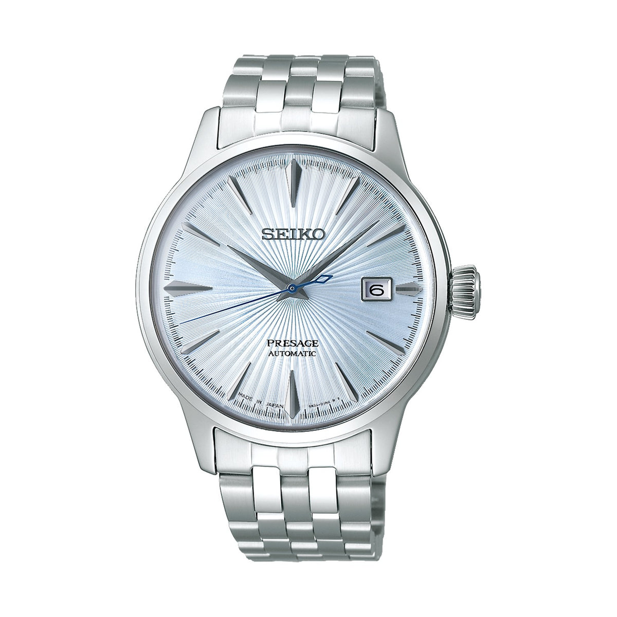 SRPE19J1 SEIKO PRESAGE WATCH GENTS STAINLESS STEEL EVERYDAY ON BRACELET WITH DATE AND BLUE DIAL SKYDIVING