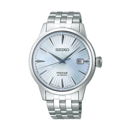 SRPE19J1 SEIKO PRESAGE WATCH GENTS STAINLESS STEEL EVERYDAY ON BRACELET WITH DATE AND BLUE DIAL SKYDIVING