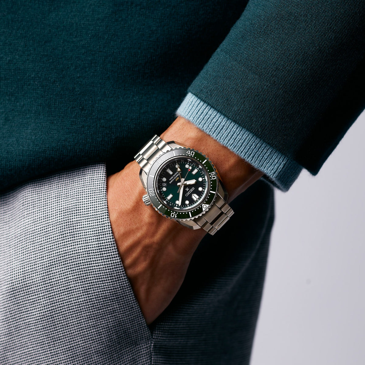 Prospex Gents Steel Diver's Automatic GMT Watch, Pacific Green HBC001J1
