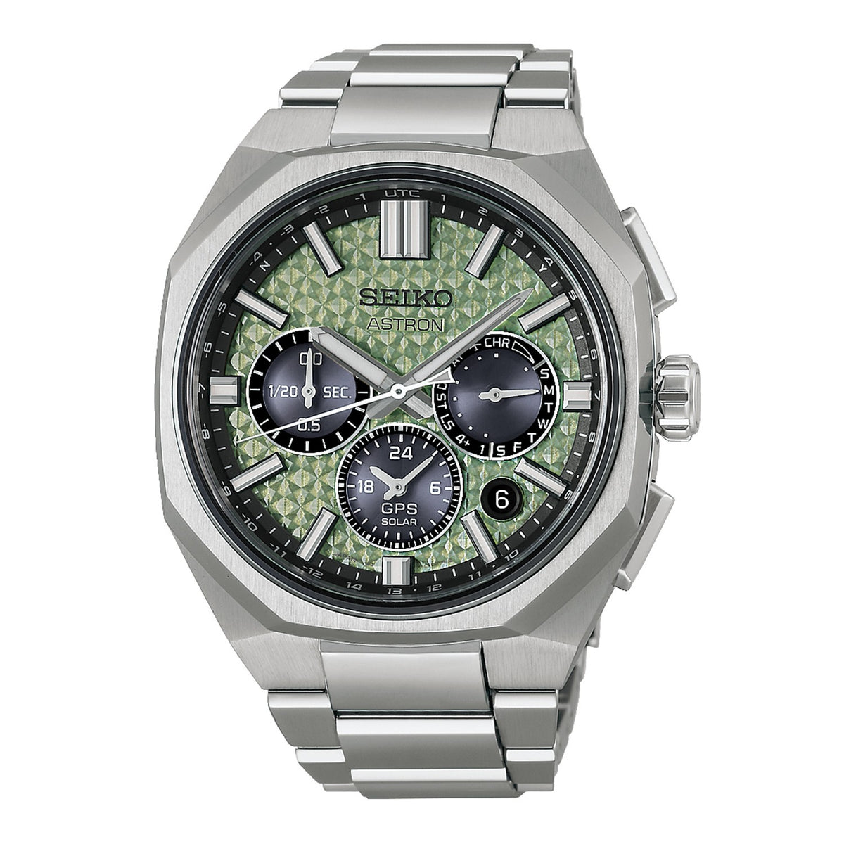 Gents Titanium GPS Solar Limited Edition Watch Crystal Green HAB005J1