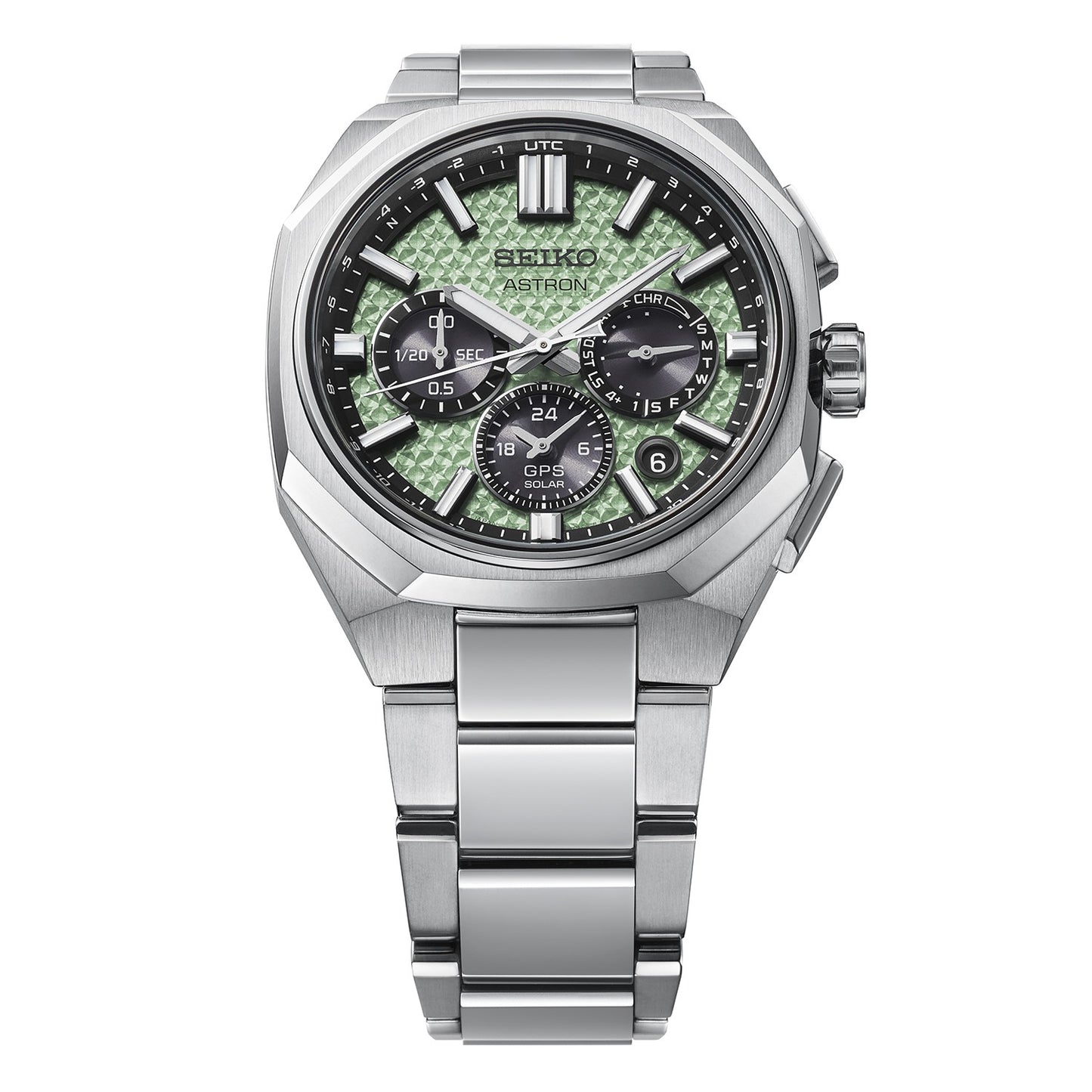 Gents Titanium GPS Solar Limited Edition Watch Crystal Green HAB005J1