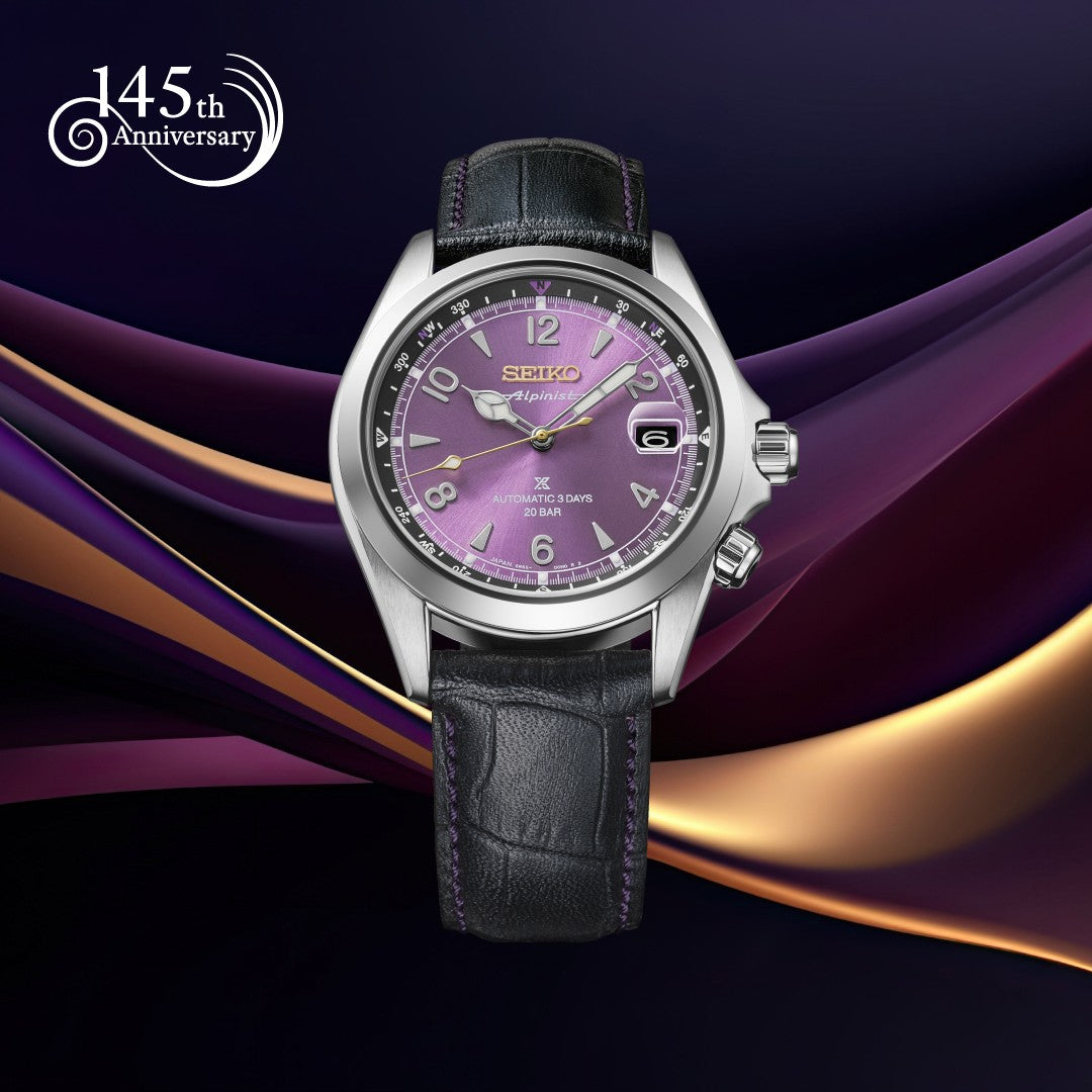 HCB006J1 Seiko Prospex 145th Anniversary 200m Diver's Automatic Limited Edition Watch on Leather Strap with Date in 'Edo Purple'