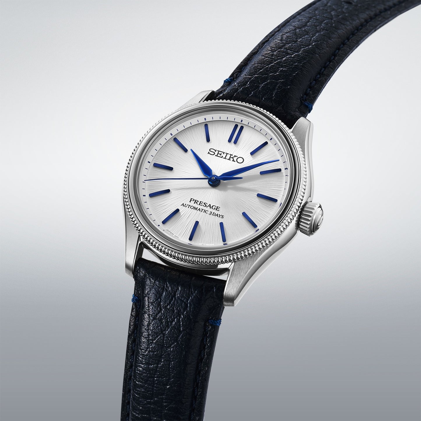 HCC004J1 SEIKO PRESAGE AUTOMATIC WATCH ON LEATHER STRAP LIMITED EDITION CLASSIC SERIES IN SHIRO-NERI ANGLE