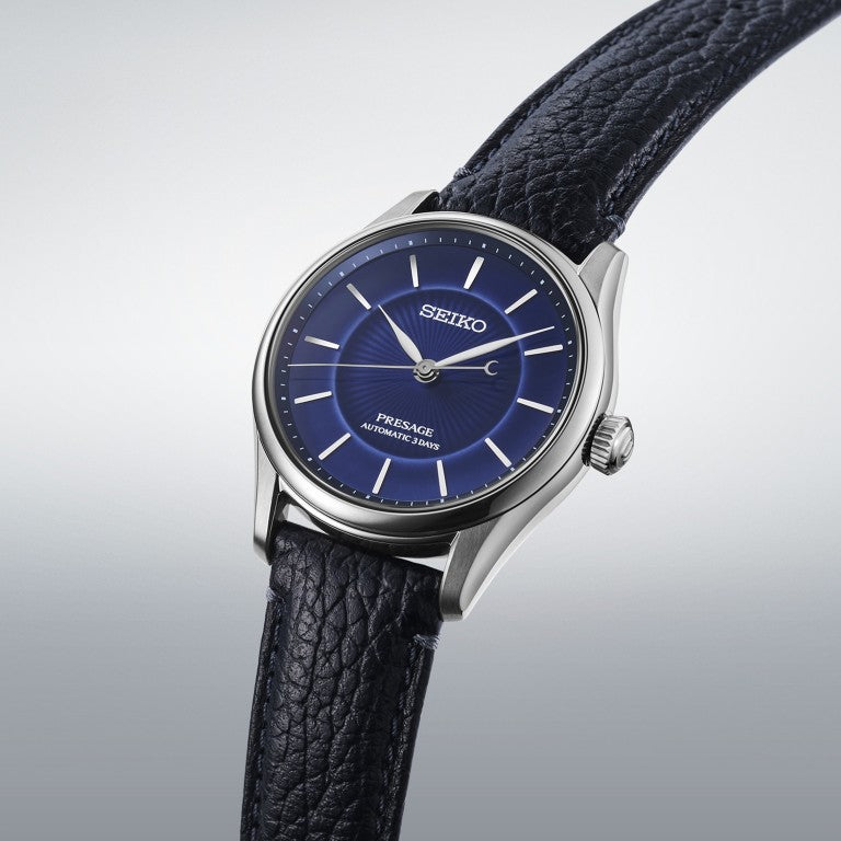 HCC007J1 Seiko Presage Gents Stainless Steel 145th Anniversary Limited Edition “Craftsmanship” Classic Series Arita Porcelain Watch in Ruri blue angle