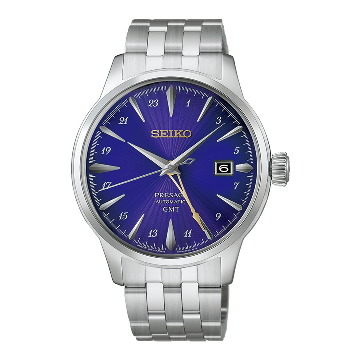 HCB006J1 Seiko Presage Cocktail Time 145th Anniversary Gents Stainless Steel Automatic GMT Limited Edition Watch in Edo Purple