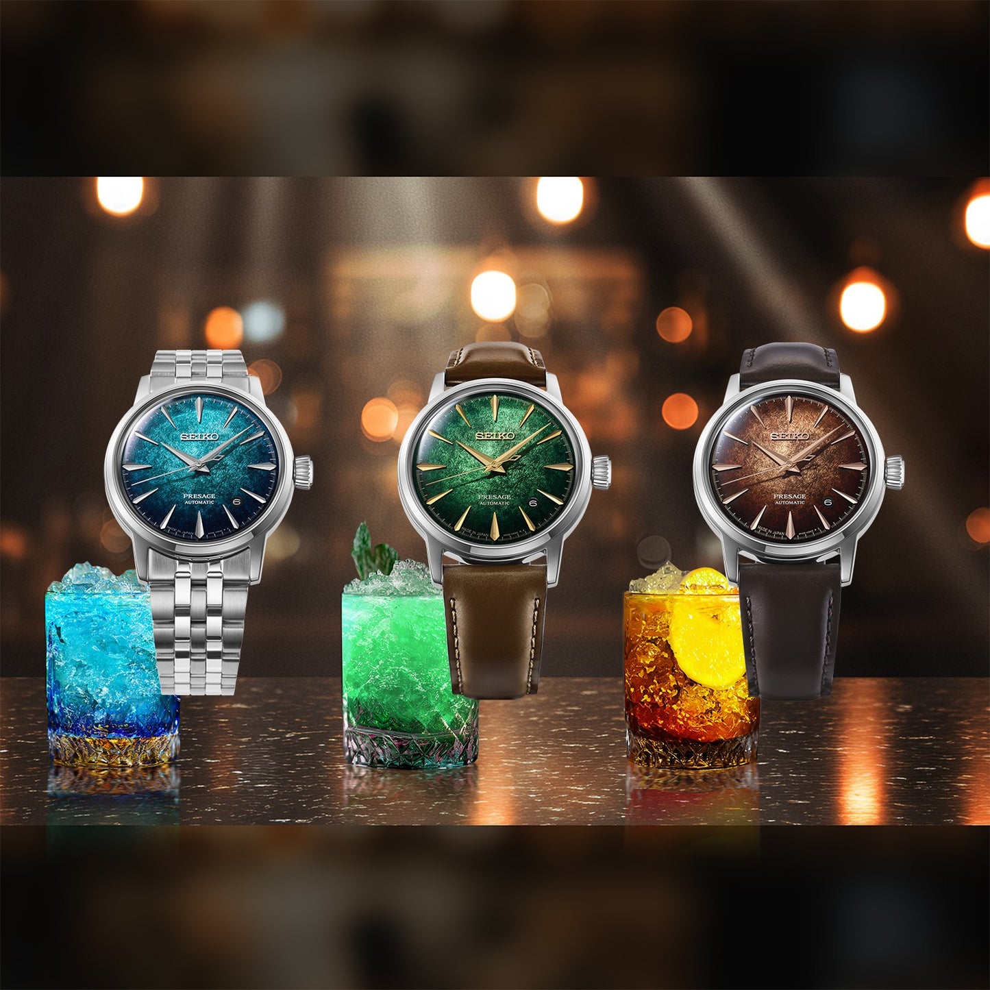 Presage Gents Automatic Cocktail Time Watch 'Whisky Mist' HCB003J1