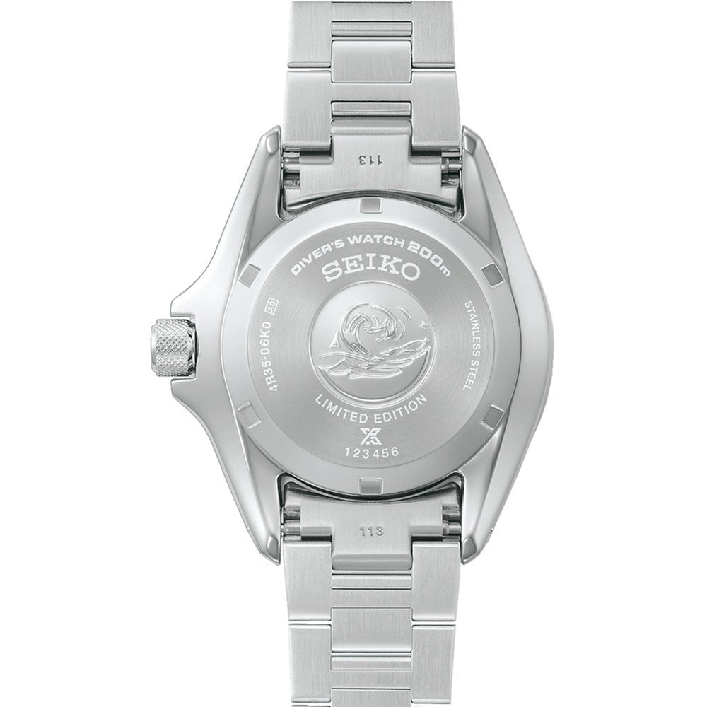 HBB001K1 Seiko 145th Anniversary Prospex Gents Stainless Steel Diver’s Automatic Limited Edition Samurai Watch in Silvertone Back