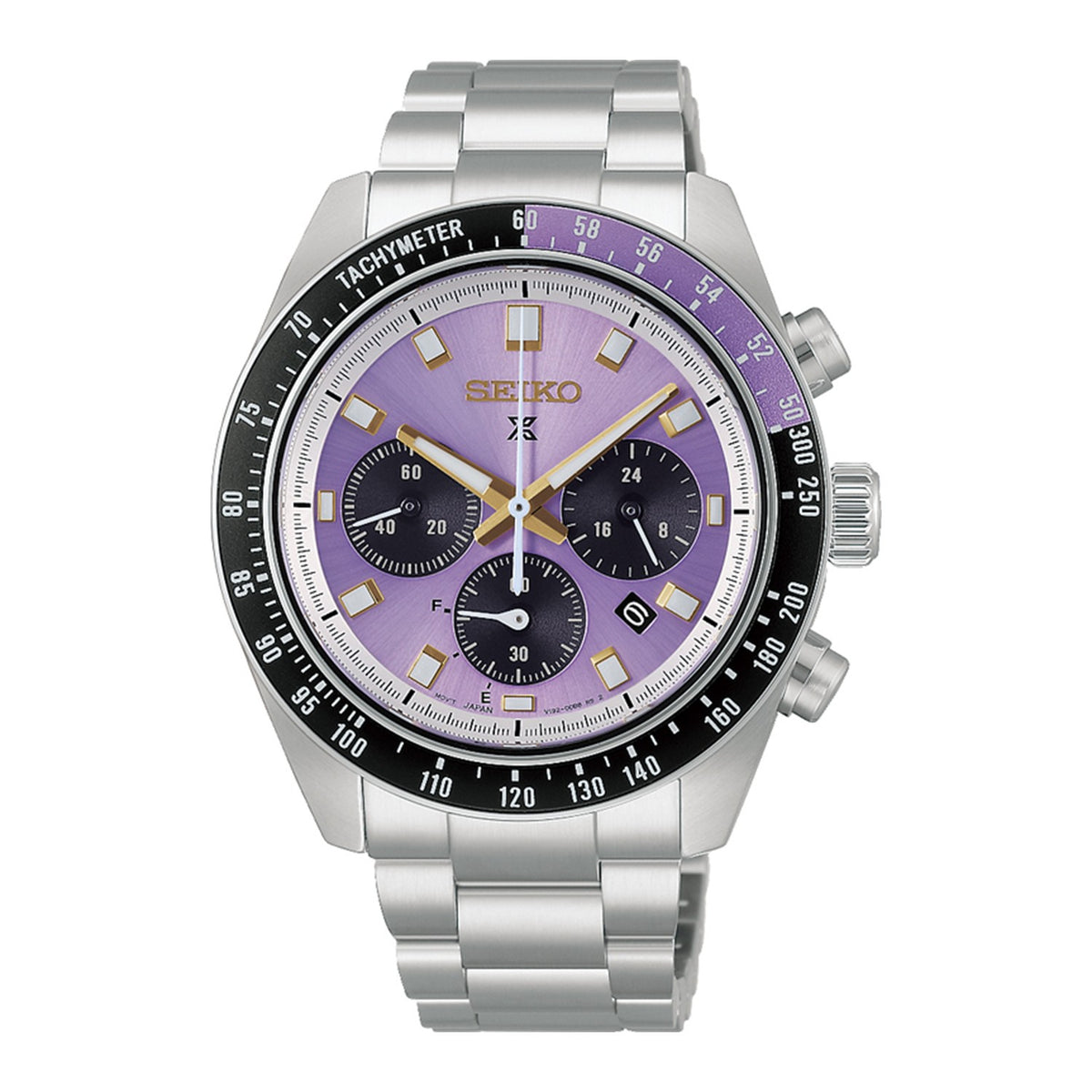 HBJ005P1 Seiko Prospex Gents Stainless Steel 145th Anniversary Speedtimer Solar Chronograph Limited Edition Watch in Edo Purple with Date on Bracelet