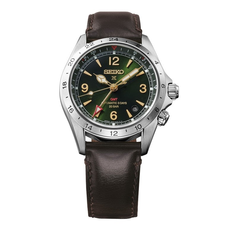 HBC007J1 Seiko Prospex Gents GMT Automatic Watch on Leather Strap Alpinist