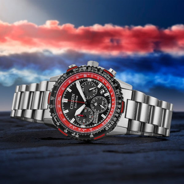 Gents Stainless Steel Eco-Drive Red Arrows Watch on Bracelet CA4666-56E