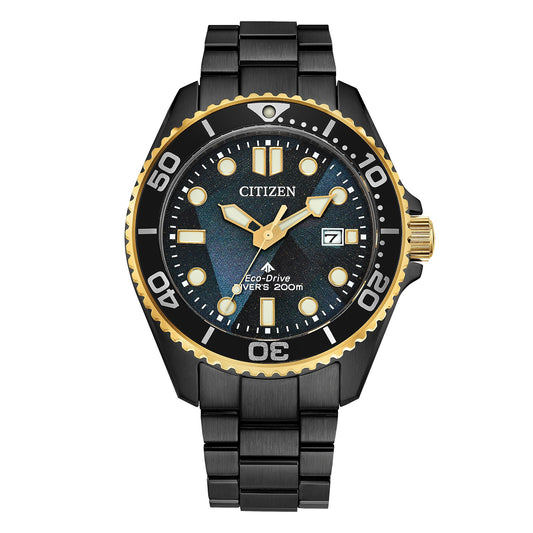 Promaster 2 Tone Steel Diver's Eco-Drive Watch on Bracelet with Date BN0264-53E