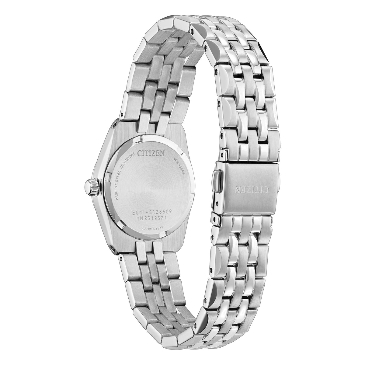 EW2291-51L Citizen Eco-Drive Stainless Steel Ladies Solar Powered Watch on Bracelet with Blue Dial and Date Corso Back