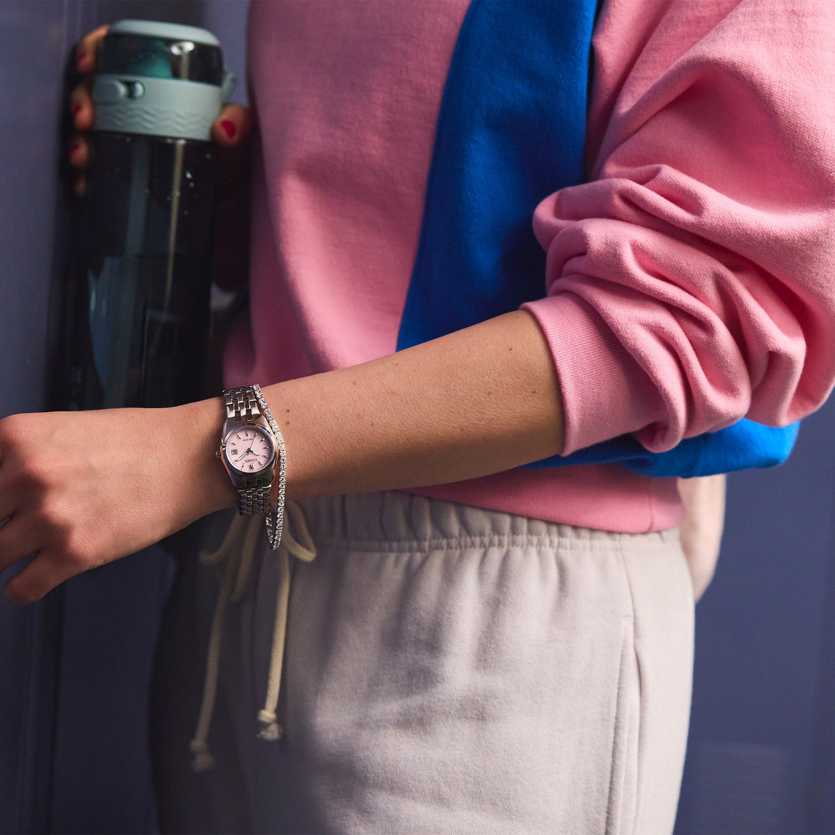 EW2291-51X Citizen Eco-Drive Stainless Steel Ladies Solar Powered Watch on Bracelet with Pink Dial and Date Corso Arm